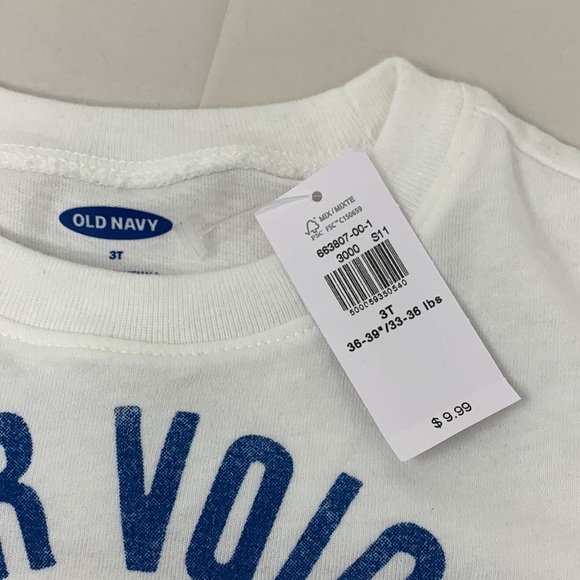 3T NWT Old Navy White Your Voice Your Vote Shirt unisex - Picture 3 of 11